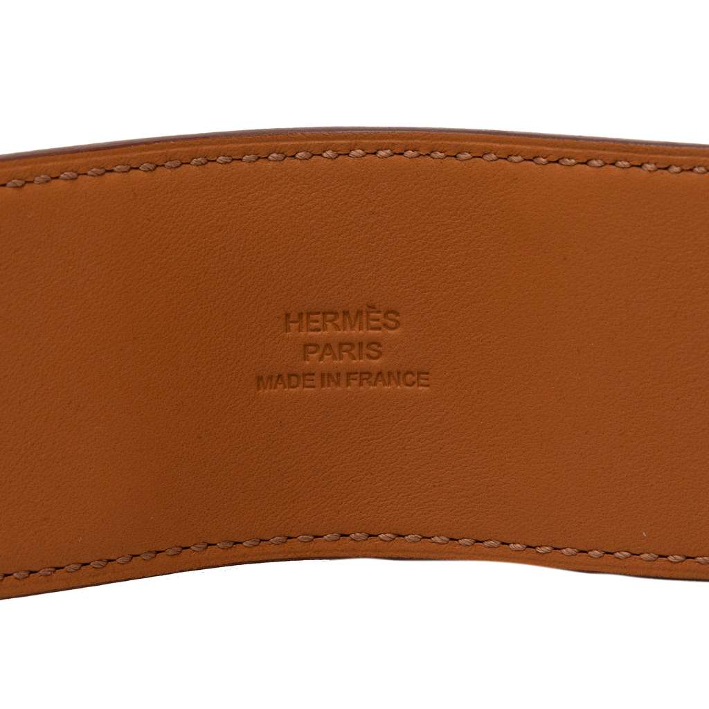 Hermès Palladium Plated Epsom Collier de Chien Bracelet T1 Brown Leather Good condition - Model View