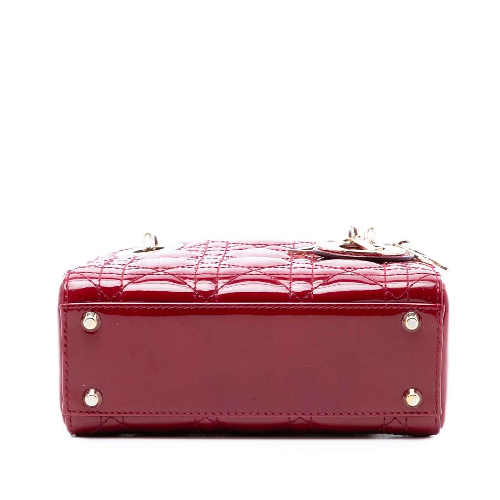Dior Mini Patent Cannage Lady Dior Red Leather Good condition - Inside View