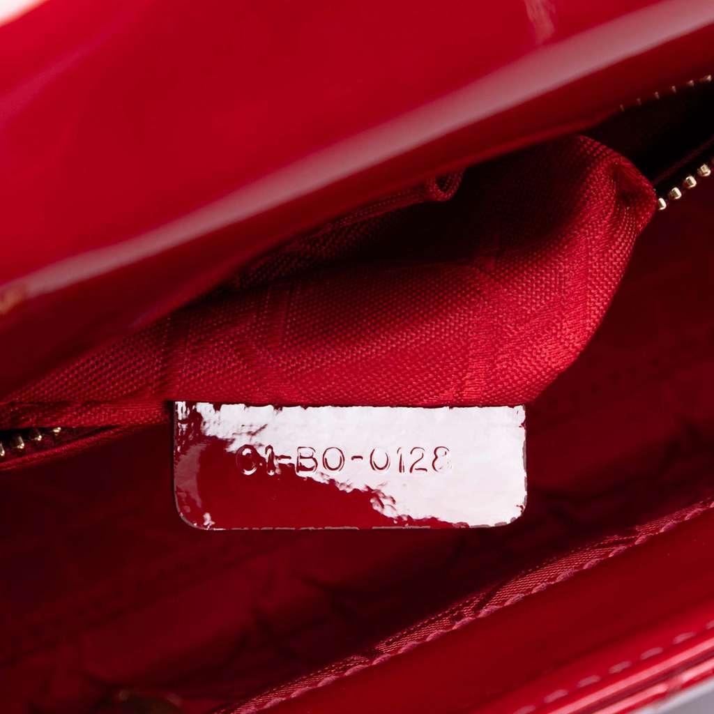 Dior Mini Patent Cannage Lady Dior Red Leather Good condition - Box View