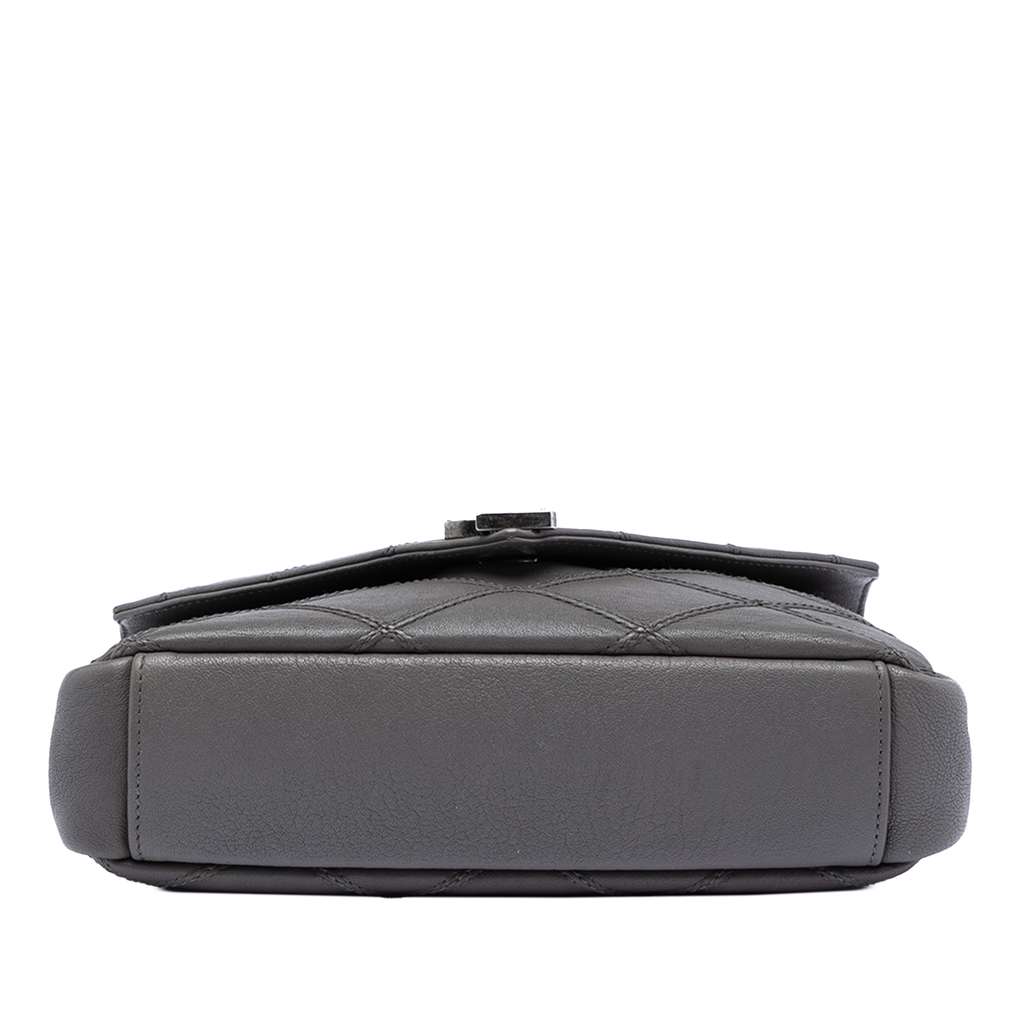 Saint Laurent Medium Quilted Diamond Calfskin Monogram College Satchel Grey Leather Good condition - Inside View