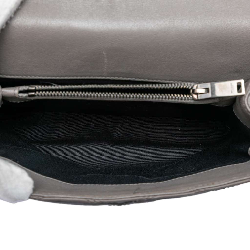 Saint Laurent Medium Quilted Diamond Calfskin Monogram College Satchel Grey Leather Good condition - Model View