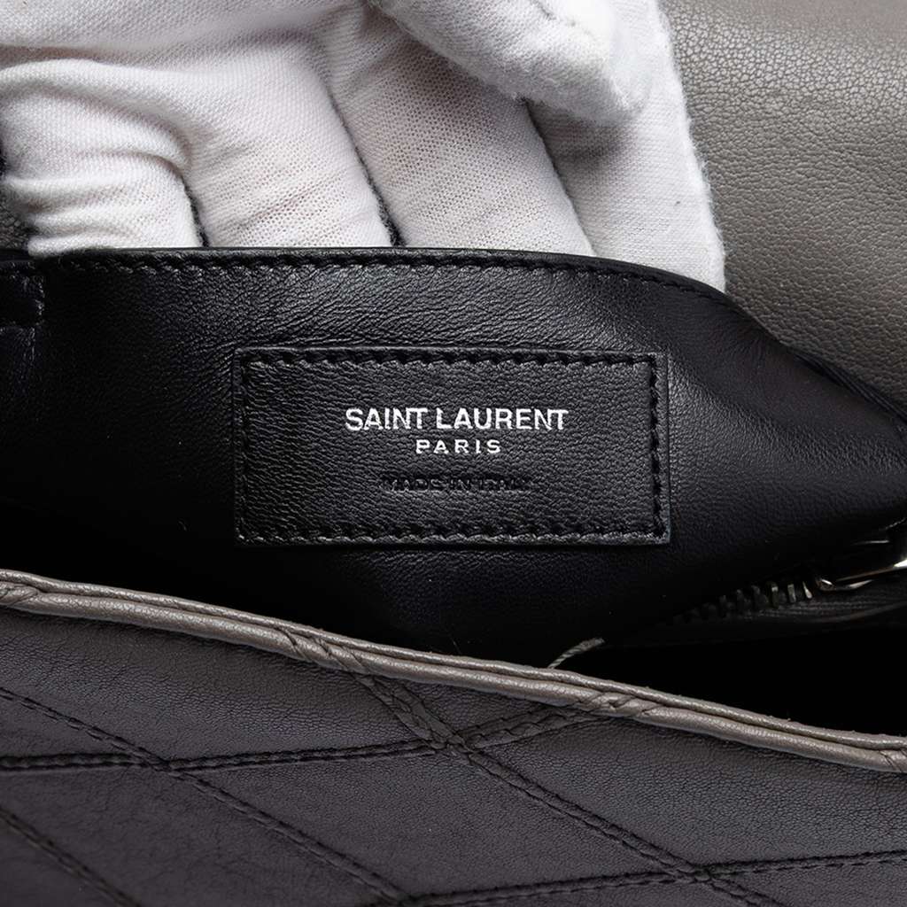 Saint Laurent Medium Quilted Diamond Calfskin Monogram College Satchel Grey Leather Good condition - Box View