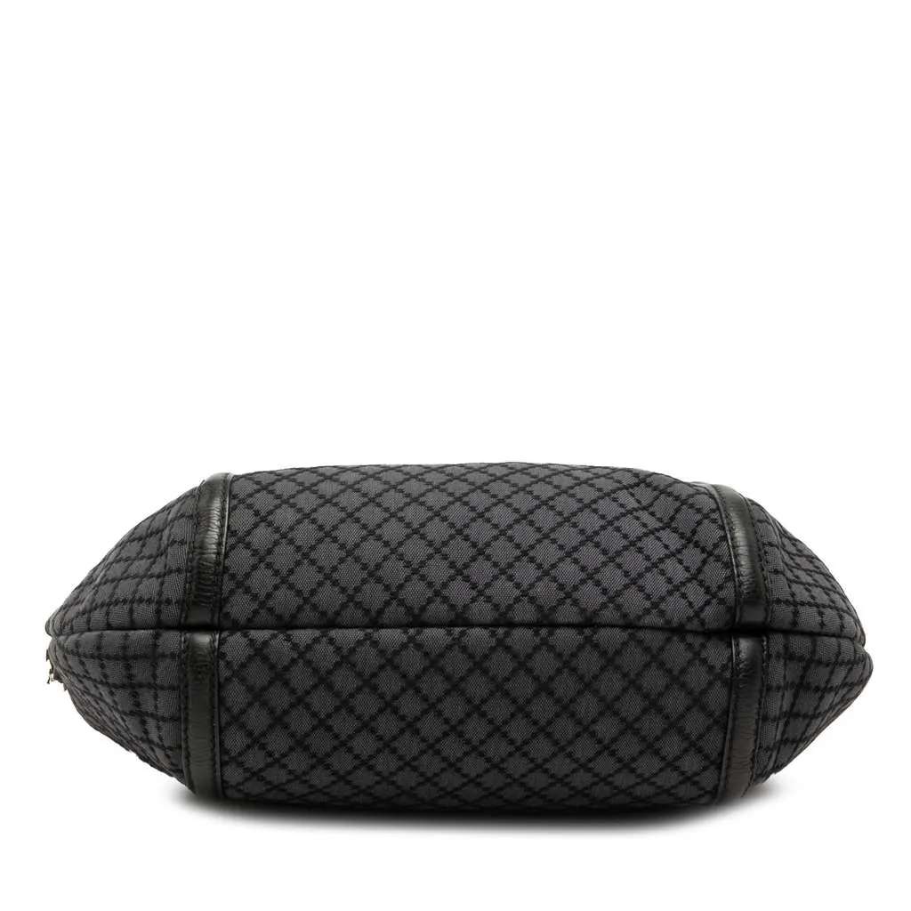 Gucci Medium Diamante Canvas Techno Horsebit Hobo Grey Canvas Good - Inside View