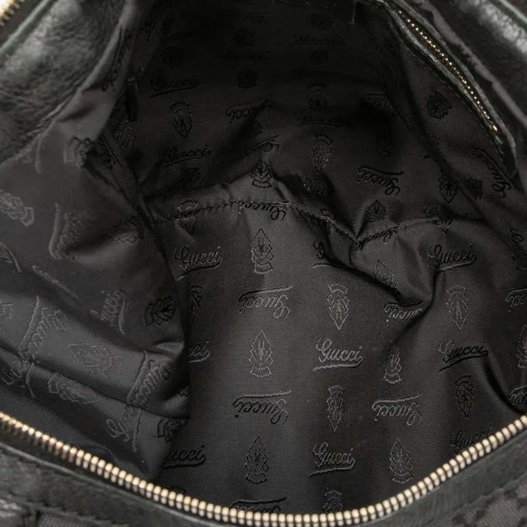 Gucci Medium Diamante Canvas Techno Horsebit Hobo Grey Canvas Good - Model View