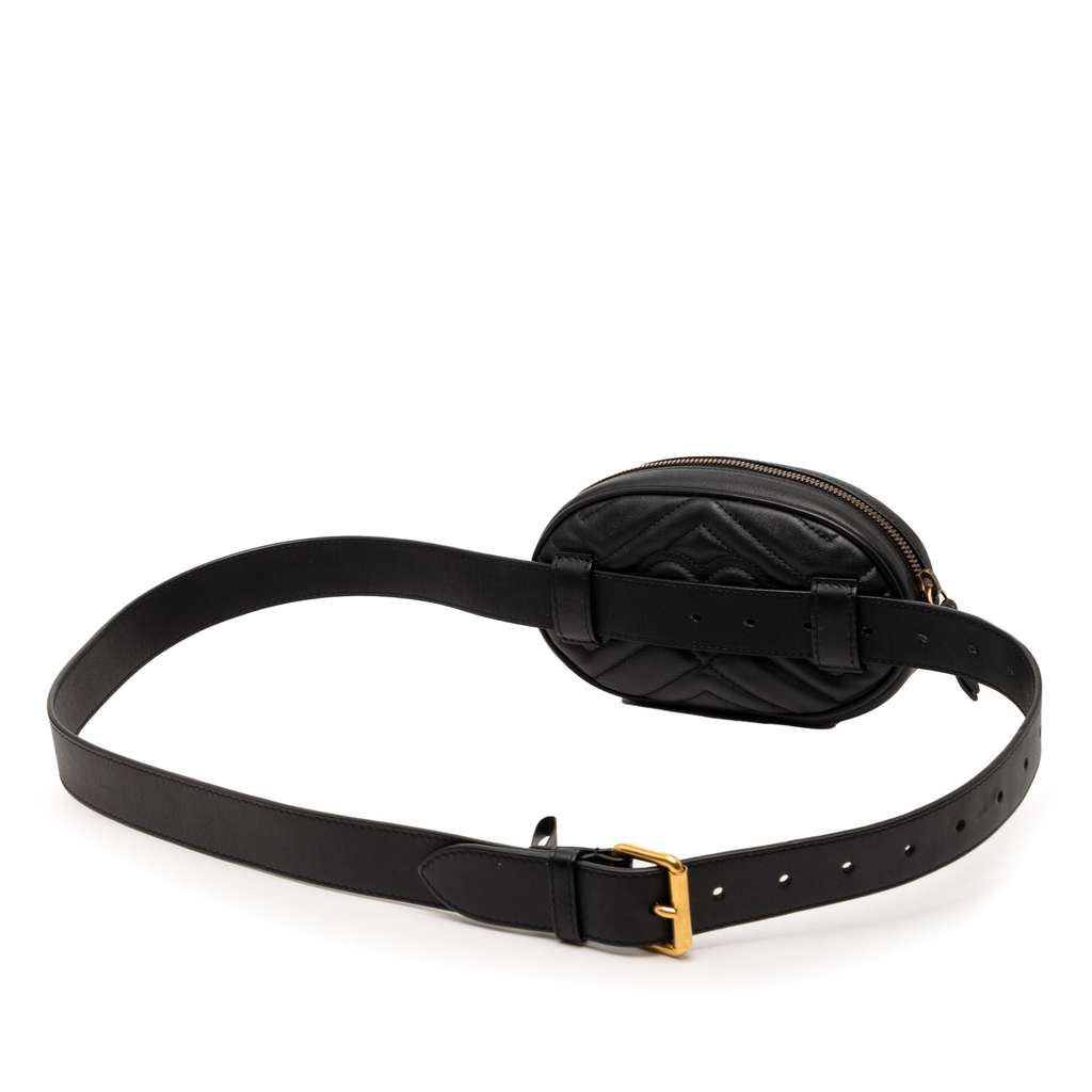 Gucci GG Marmont Matelasse Leather Belt Bag Black Leather Good condition - Back View