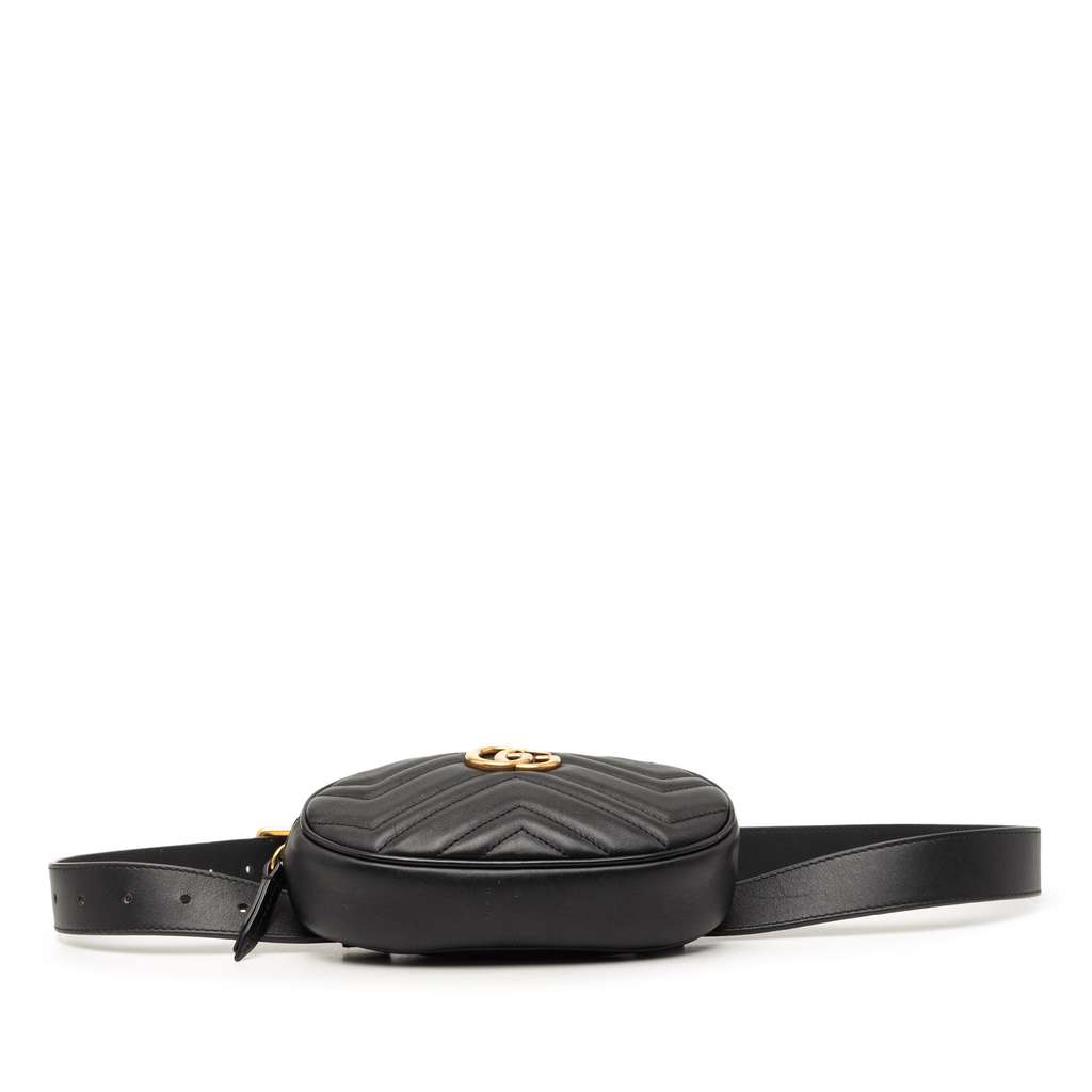 Gucci GG Marmont Matelasse Leather Belt Bag Black Leather Good condition - Inside View