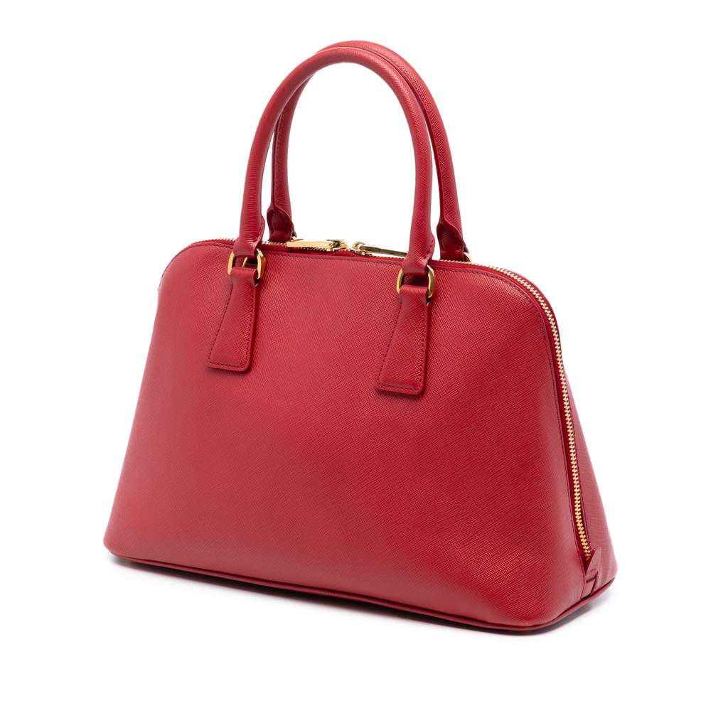 Prada Medium Saffiano Lux Promenade Satchel Red Leather Good condition - Back View
