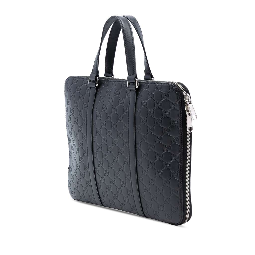 Gucci Guccissima Business Bag Black Leather Good condition - Back View