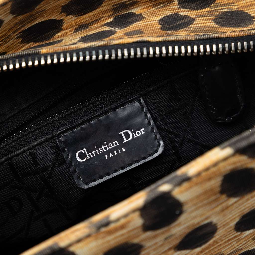 Dior Medium Canvas Leopard Print Lady Dior Brown Canvas Good condition - Box View