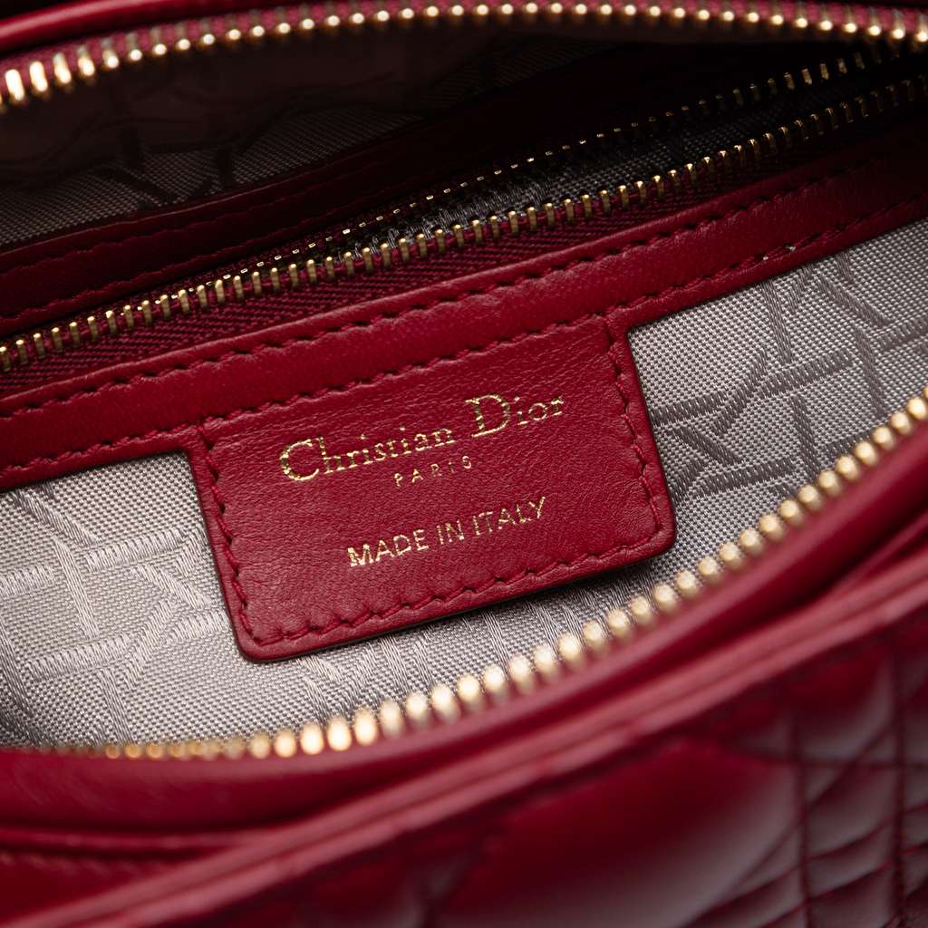 Dior Medium Lambskin Cannage Lady Dior Red Leather Good condition - Box View