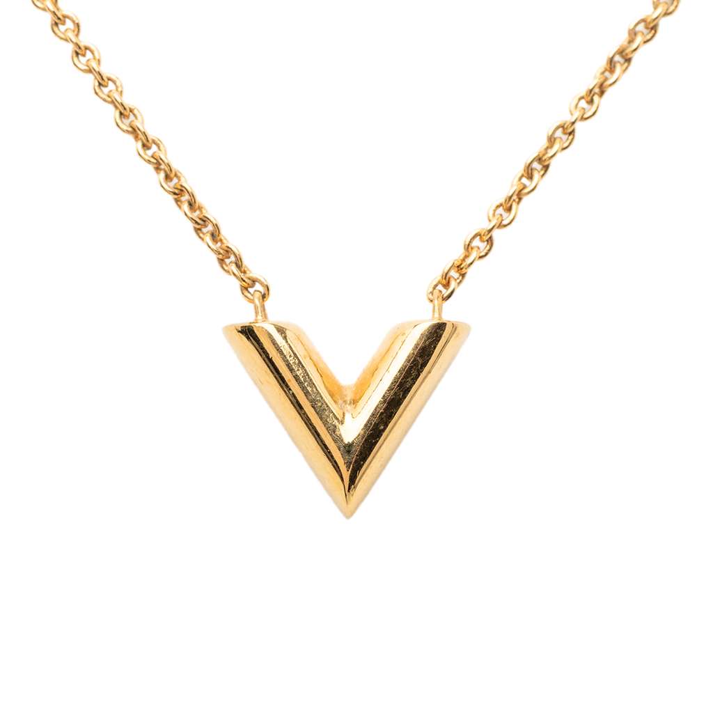 Louis Vuitton Gold Plated Essential V Necklace Gold Metal Good condition - Inside View