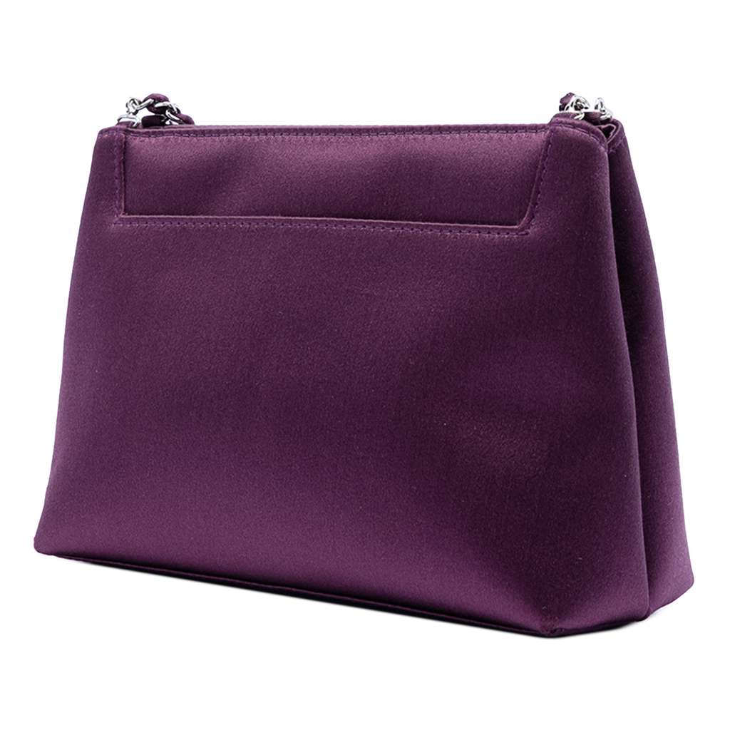 Chanel Mini CC Satin Evening Shoulder Bag Purple Satin Good condition - Back View