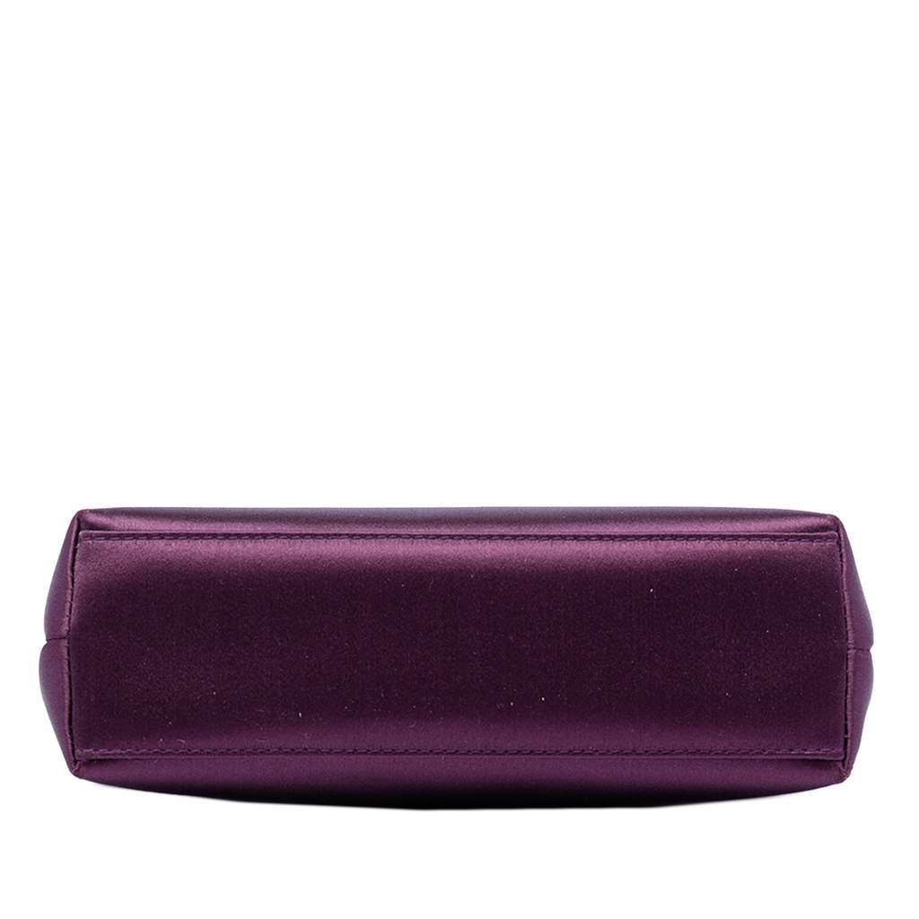 Chanel Mini CC Satin Evening Shoulder Bag Purple Satin Good condition - Inside View