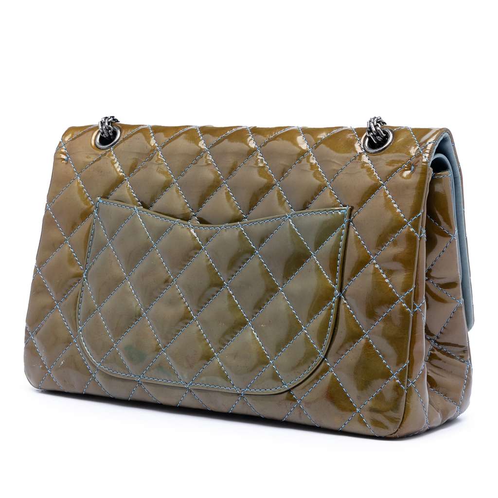 Chanel Quilted Patent Reissue 2.55 Double Flap 227 Brown Leather Good condition - Back View