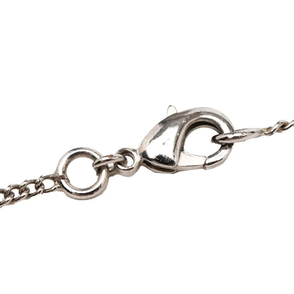 Chanel CC Silver Plated Rhinestone Pendant Necklace Silver Metal Very good - Inside View