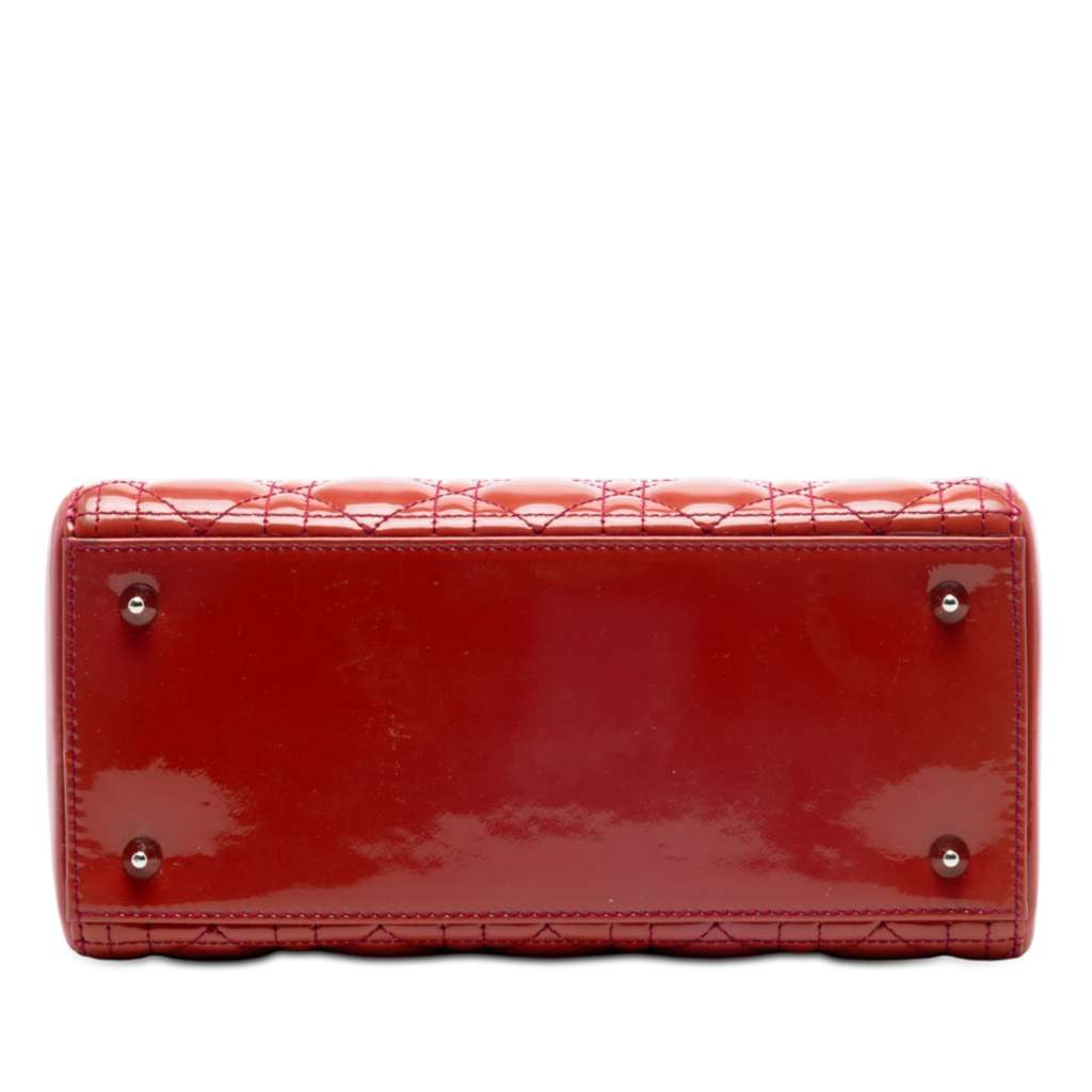Dior Medium Patent Cannage Lady Dior Red Leather Good condition - Inside View