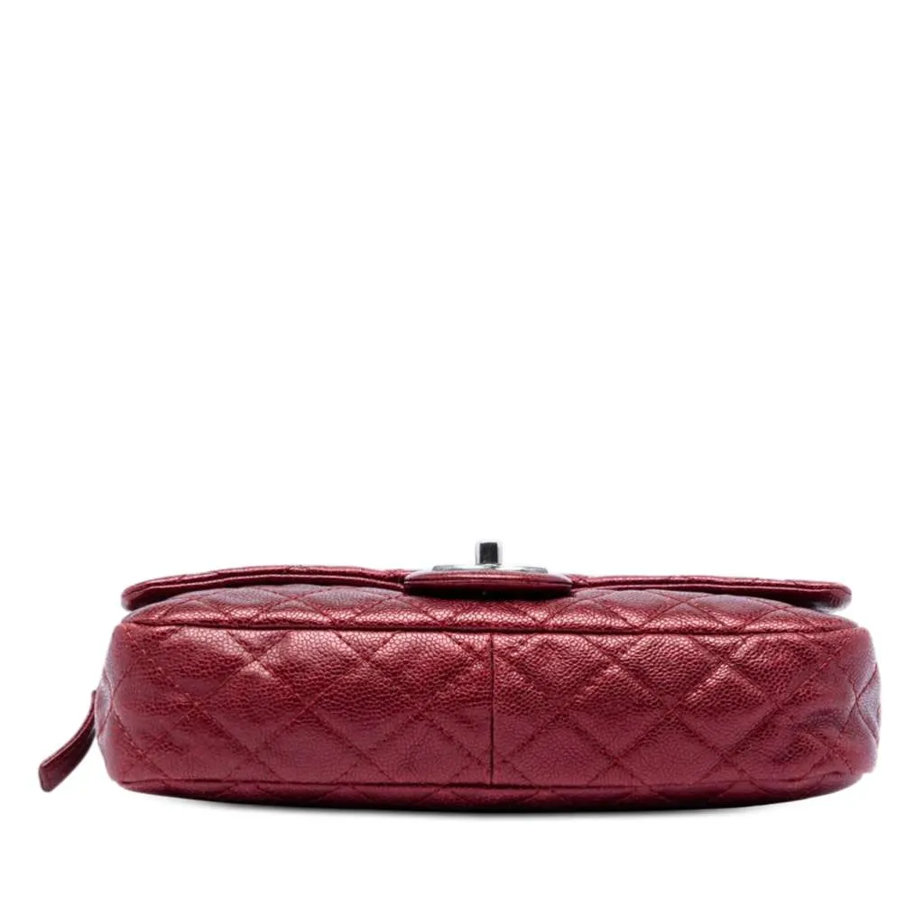 Chanel Medium Quilted Iridescent Caviar Easy Flap Red Leather Very good - Inside View