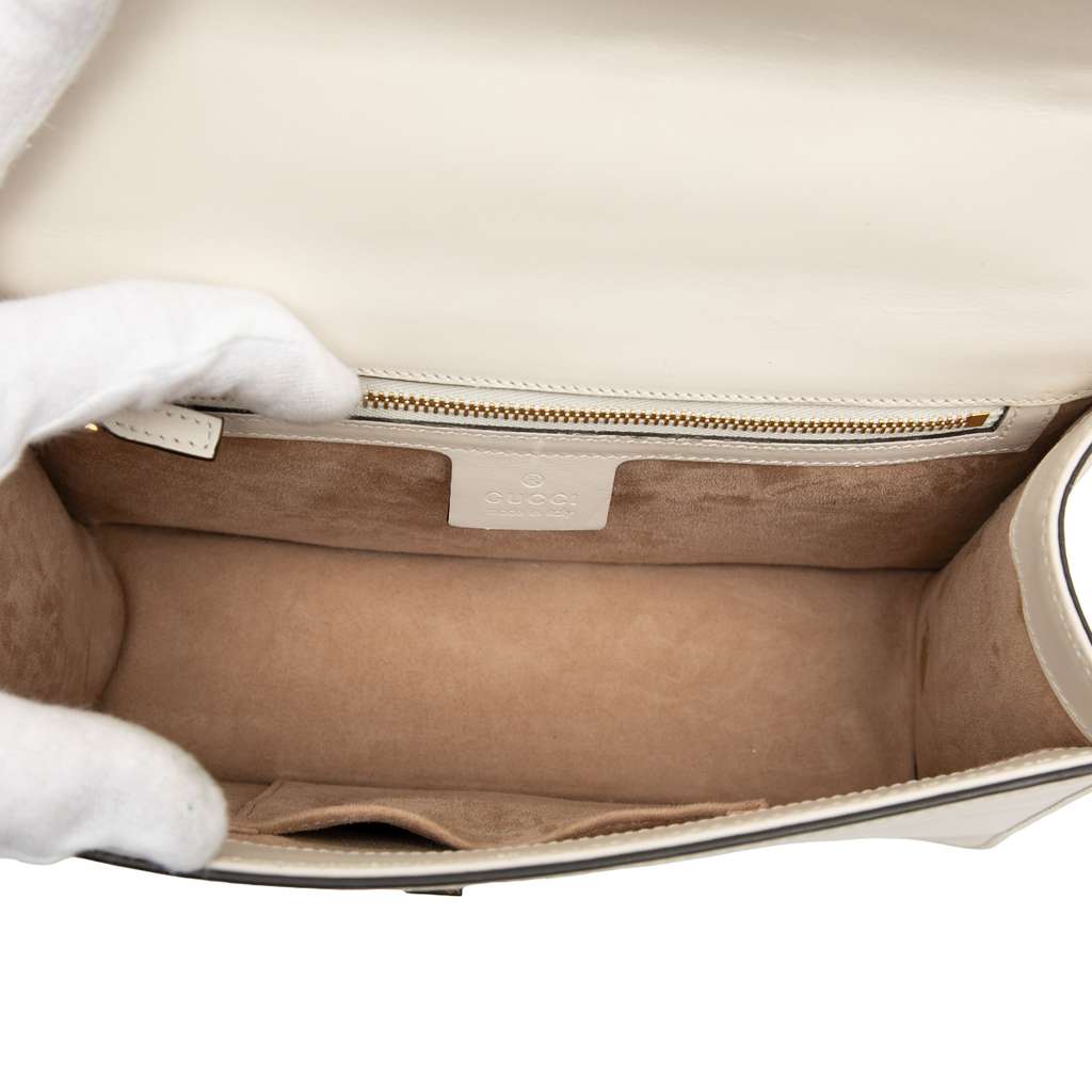 Gucci Small Leather Sylvie Web Satchel White Leather Good condition - Model View