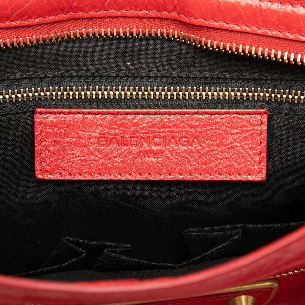 Balenciaga Small Lambskin Motocross Classic Metallic Edge City Satchel Red Leather Good condition - Box View