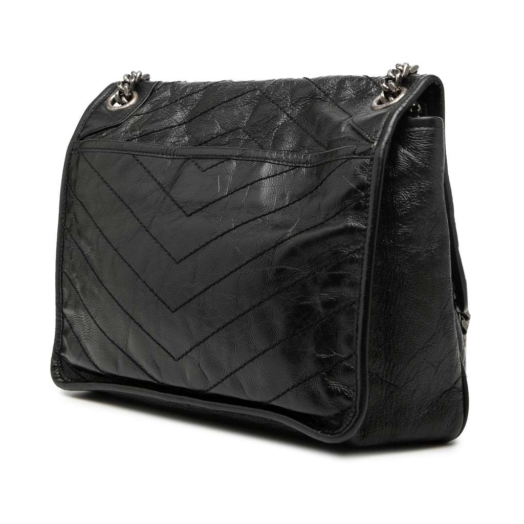 Saint Laurent Medium Crinkled Calfskin Niki Black Leather Good condition - Back View