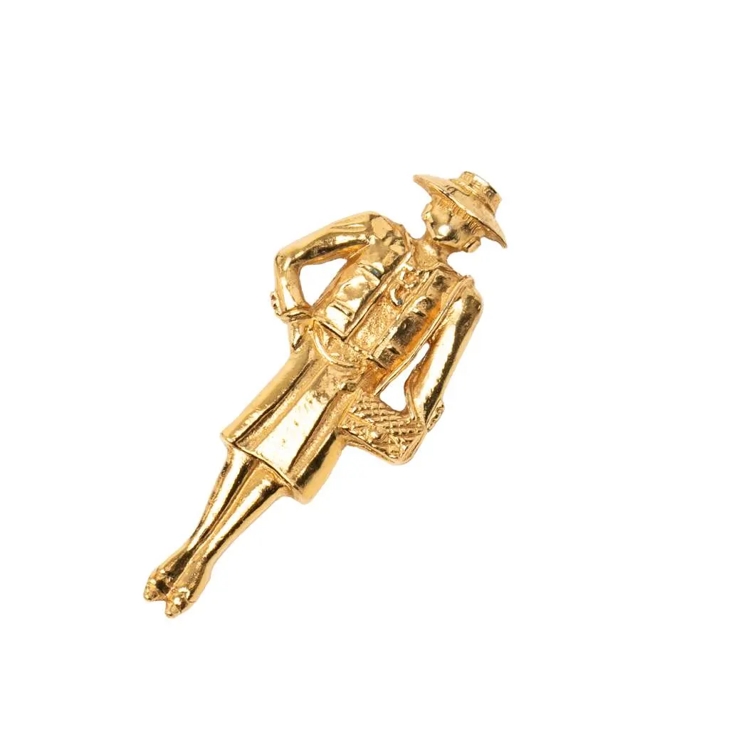 Chanel Gold Plated Coco Mademoiselle Pin Brooch Gold Metal Very good - Front View
