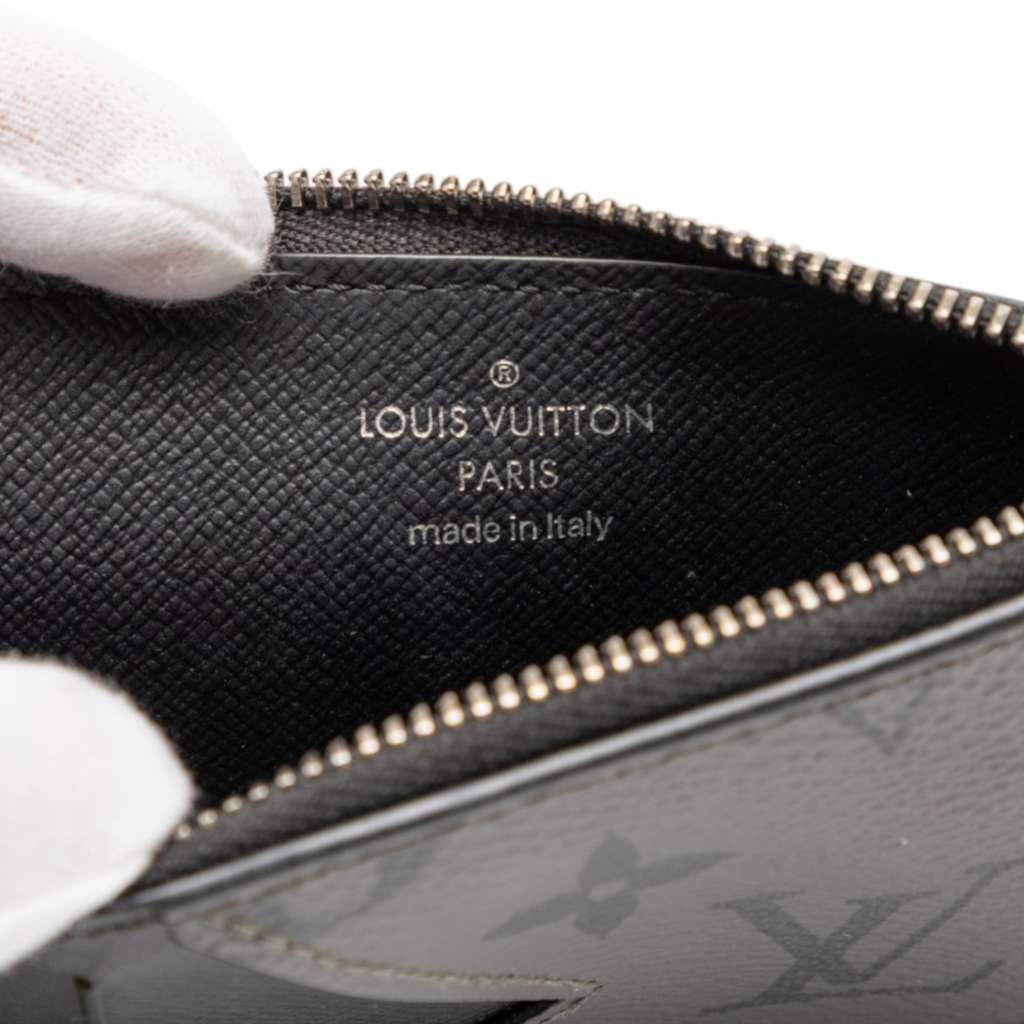 Louis Vuitton Monogram Eclipse Reverse Taigarama Coin Card Holder Black Good condition - Model View