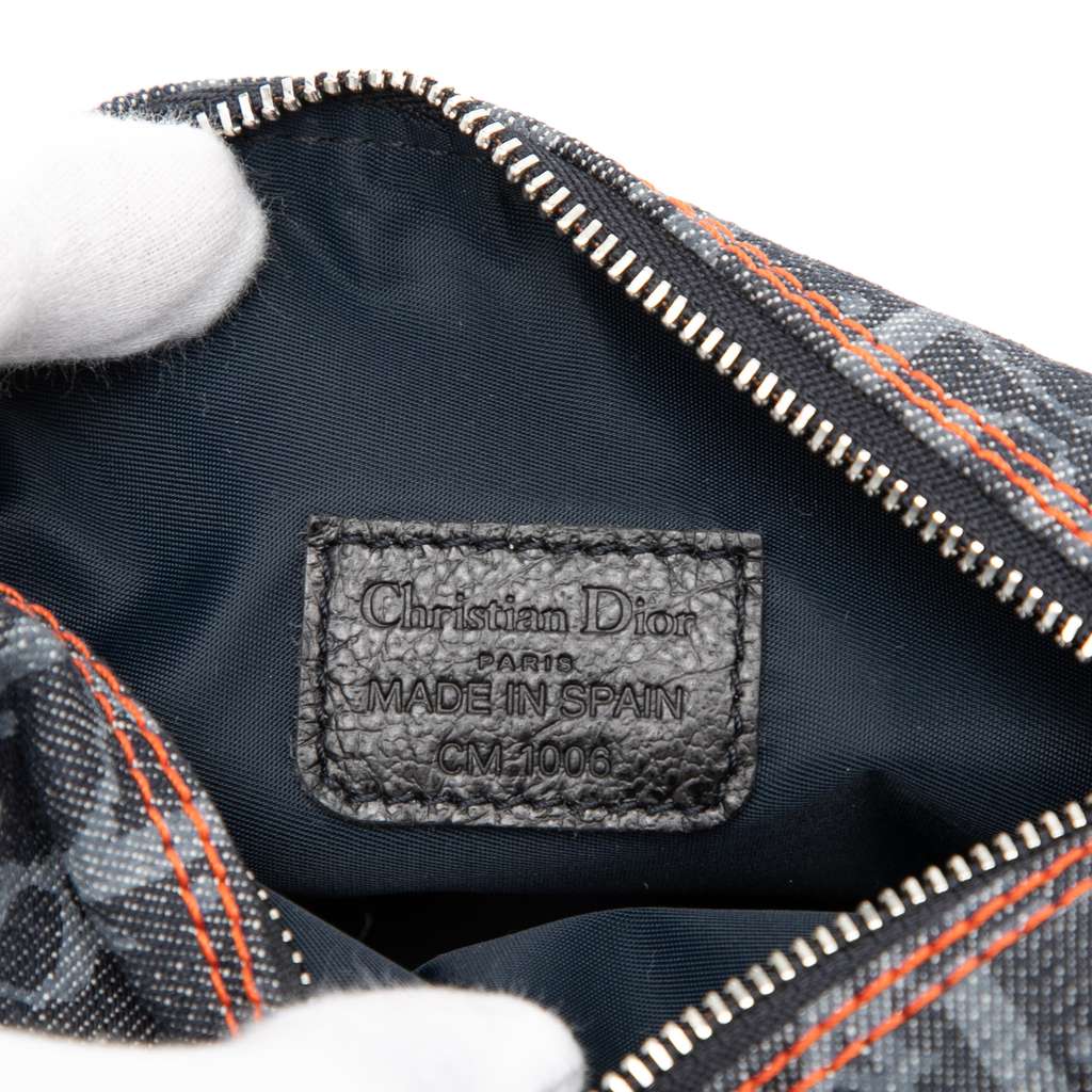 Dior Oblique Denim Flight Cosmetic Pouch Blue Denim Good condition - Box View