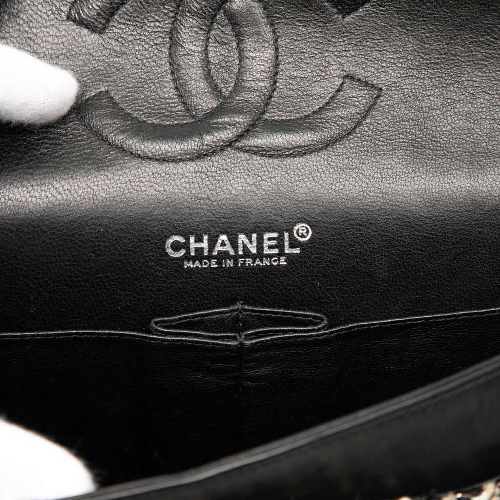 Chanel Medium Classic Tweed Double Flap Black Tweed Good condition - Box View