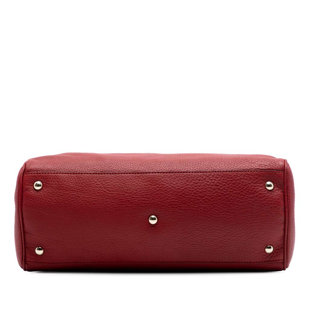 Gucci Medium Calfskin Bamboo Shopper Satchel Red Leather Good condition - Inside View