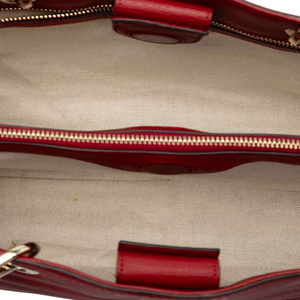 Gucci Medium Calfskin Bamboo Shopper Satchel Red Leather Good condition - Model View