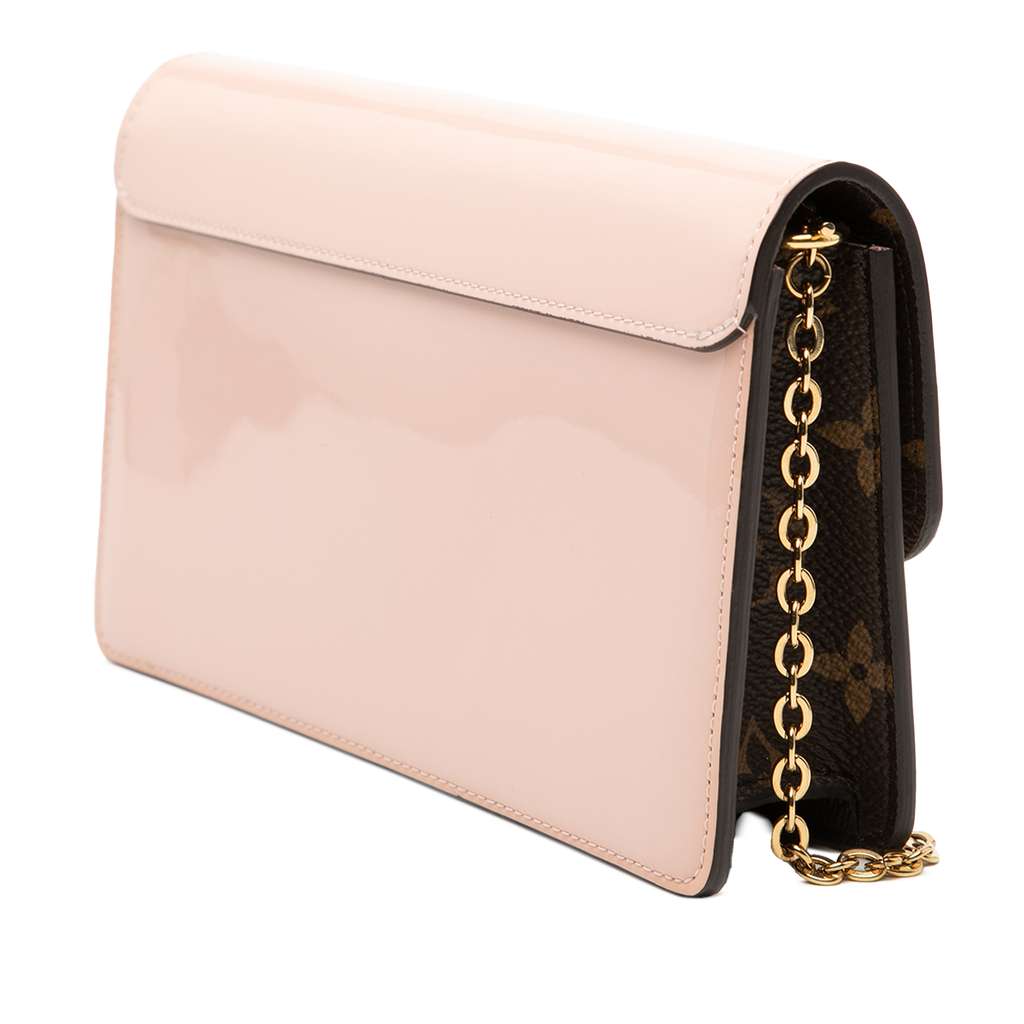 Louis Vuitton Portefeuille Cherrywood Wallet On Chain Pink Leather Good condition - Back View