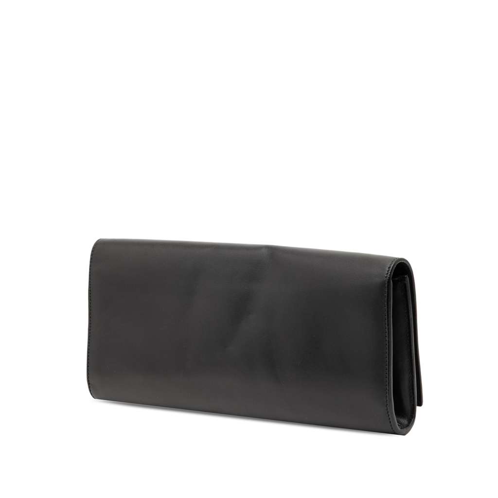 Saint Laurent Smooth Calfskin Lutetia Flap Clutch Black Leather Good condition - Back View