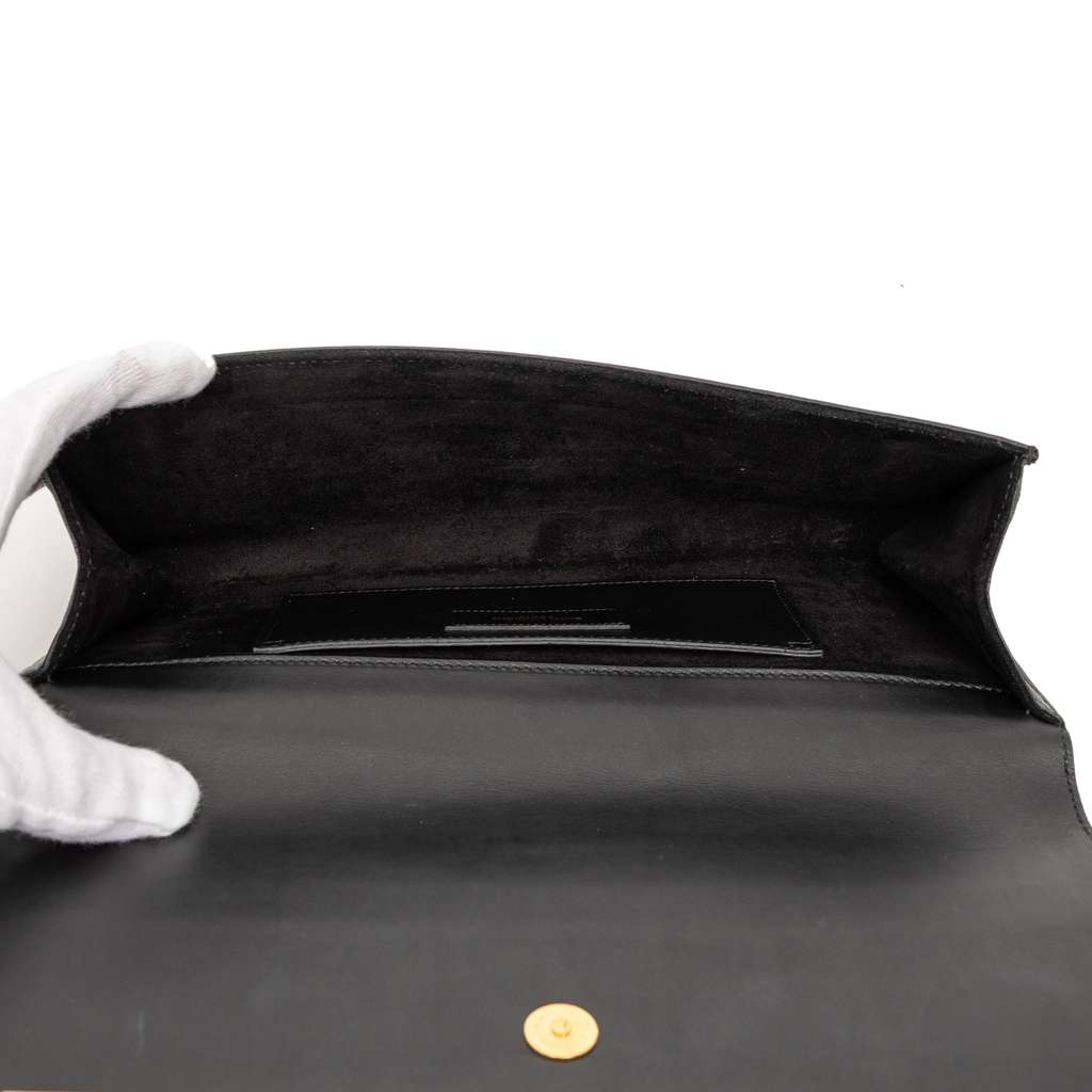 Saint Laurent Smooth Calfskin Lutetia Flap Clutch Black Leather Good condition - Model View