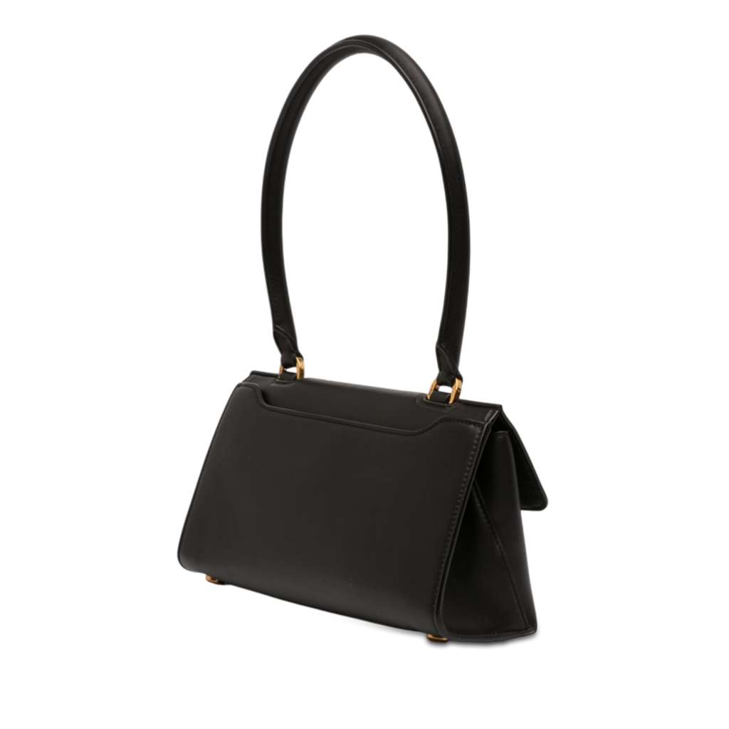 Salvatore Ferragamo Leather Gancini Trifolio Swing Top Handle Bag Black Leather Good condition - Back View