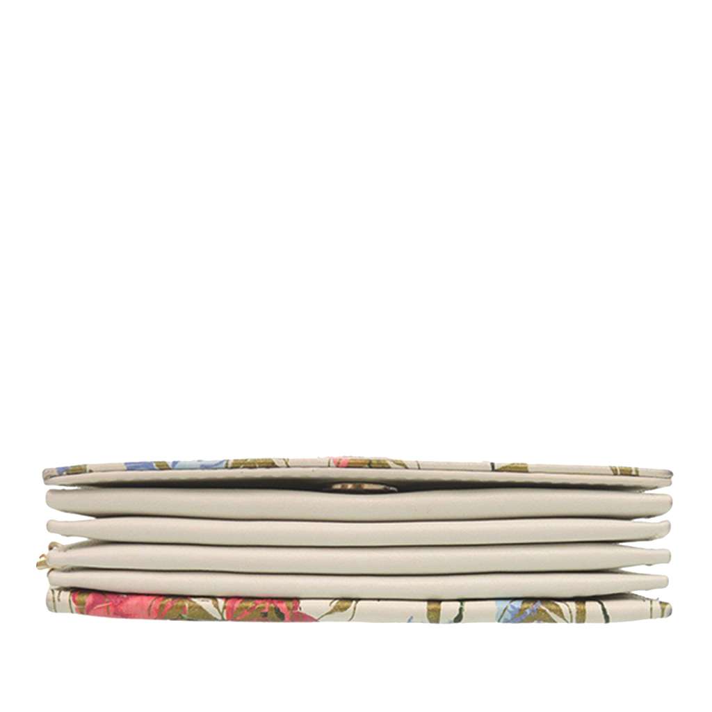 Dior Calfskin Hibiscus Card Holder with Chain White Leather Good condition - Inside View