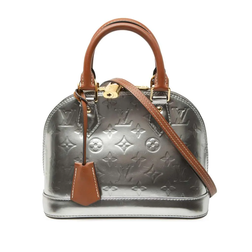 Louis Vuitton Monogram Vernis Alma BB Silver Leather Good - Front View