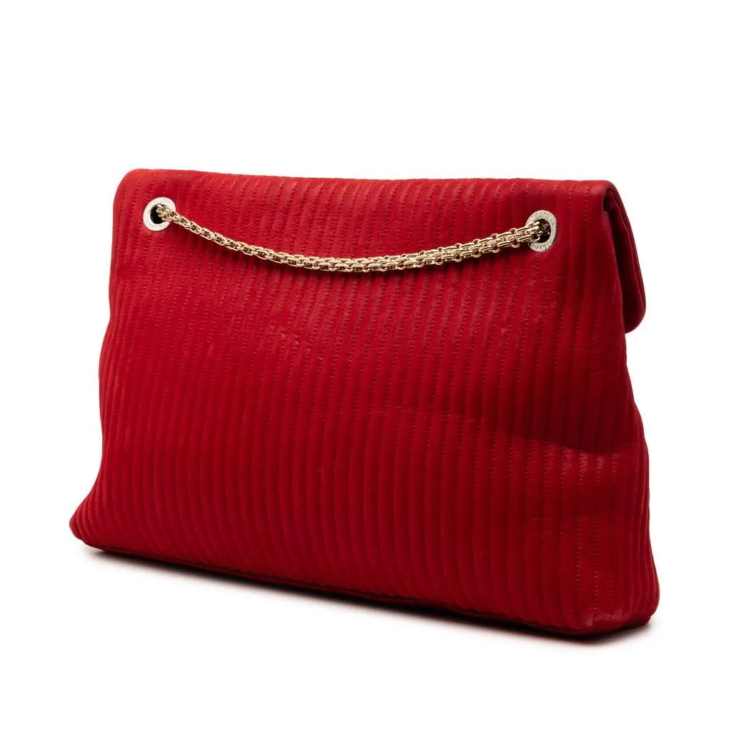 Chanel Maxi Vertical Quilted Calfskin Mademoiselle Lock Bijoux Flap Red Leather Very good - Back View