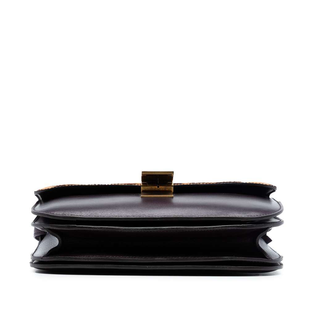 Celine Medium Calfskin and Leopard Print Pony Hair Classic Box Brown Leather Good condition - Inside View