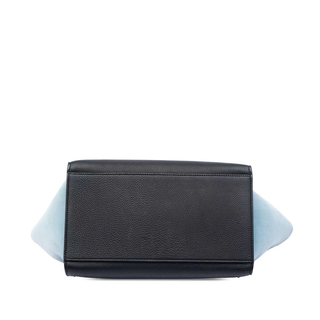 Celine Small Bicolor Leather Trapeze Satchel Black Leather Good condition - Inside View