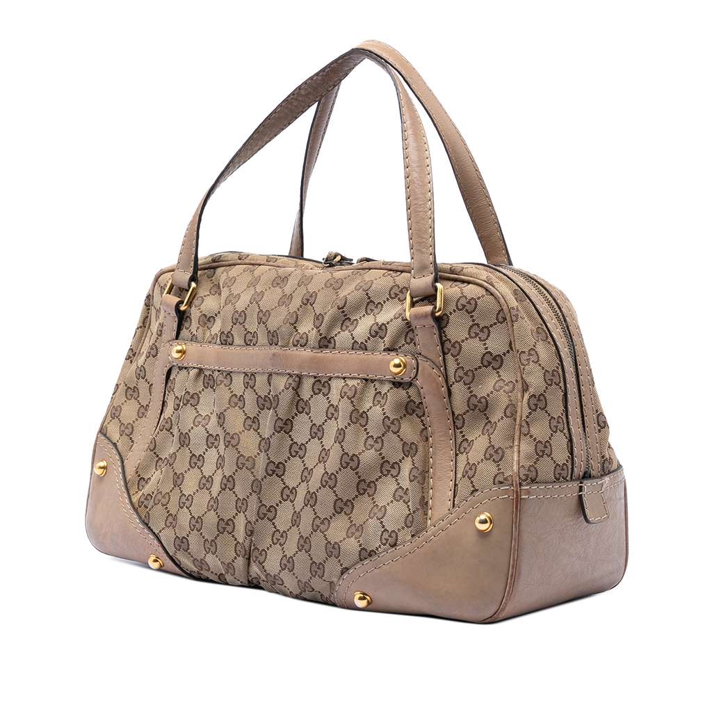 Gucci GG Canvas Jockey Boston Bag Beige Canvas Good condition - Back View