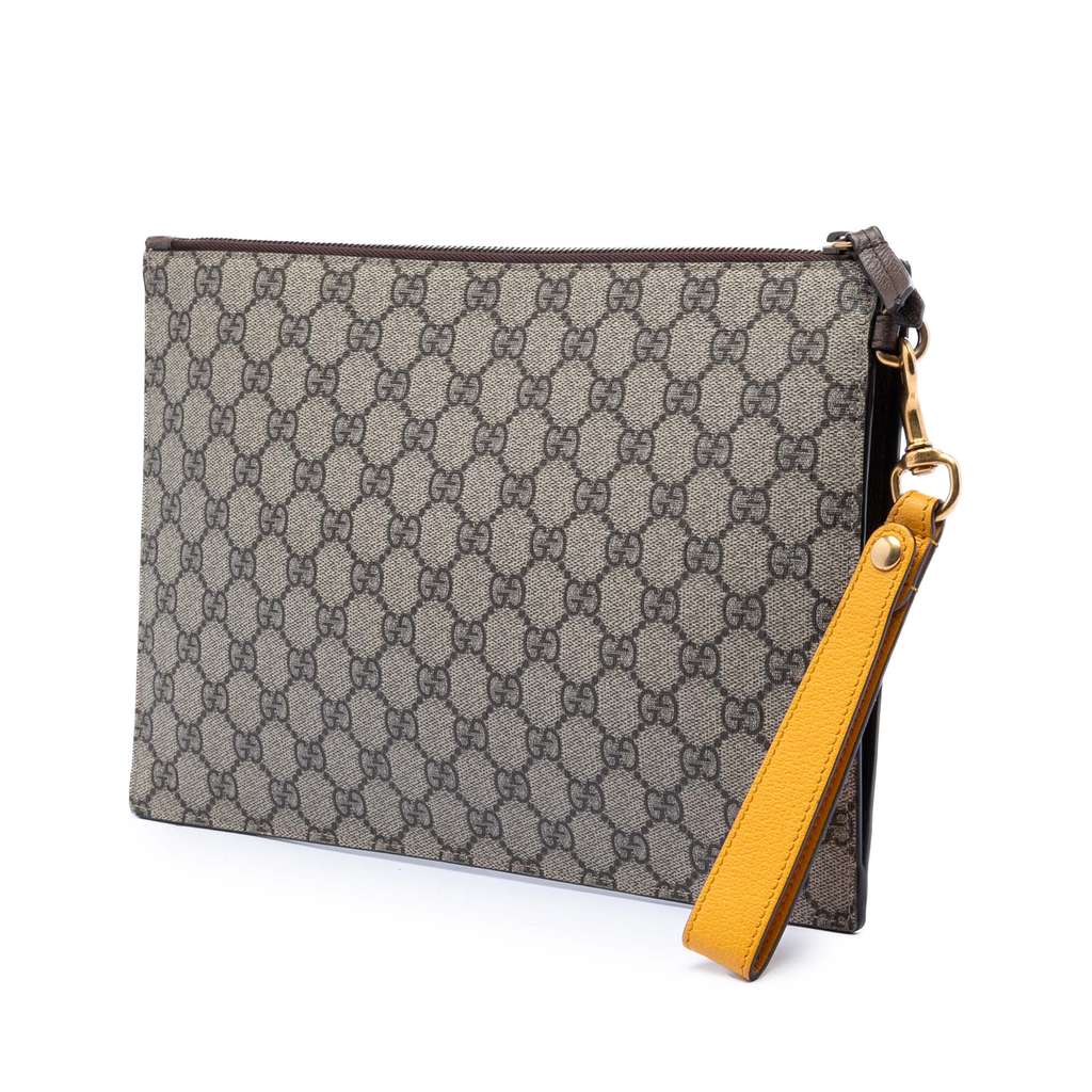 Gucci GG Supreme Neo Vintage Clutch Beige Canvas Good condition - Back View