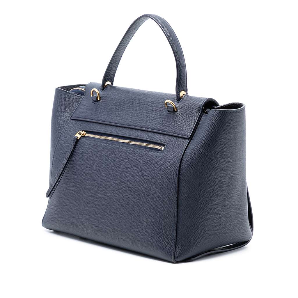 Celine Mini Grained Calfskin Belt Bag Blue Leather Good condition - Back View