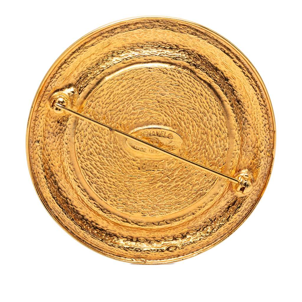 Chanel Gold Plated 31 Rue Cambon Medallion Brooch Gold Metal Good condition - Back View