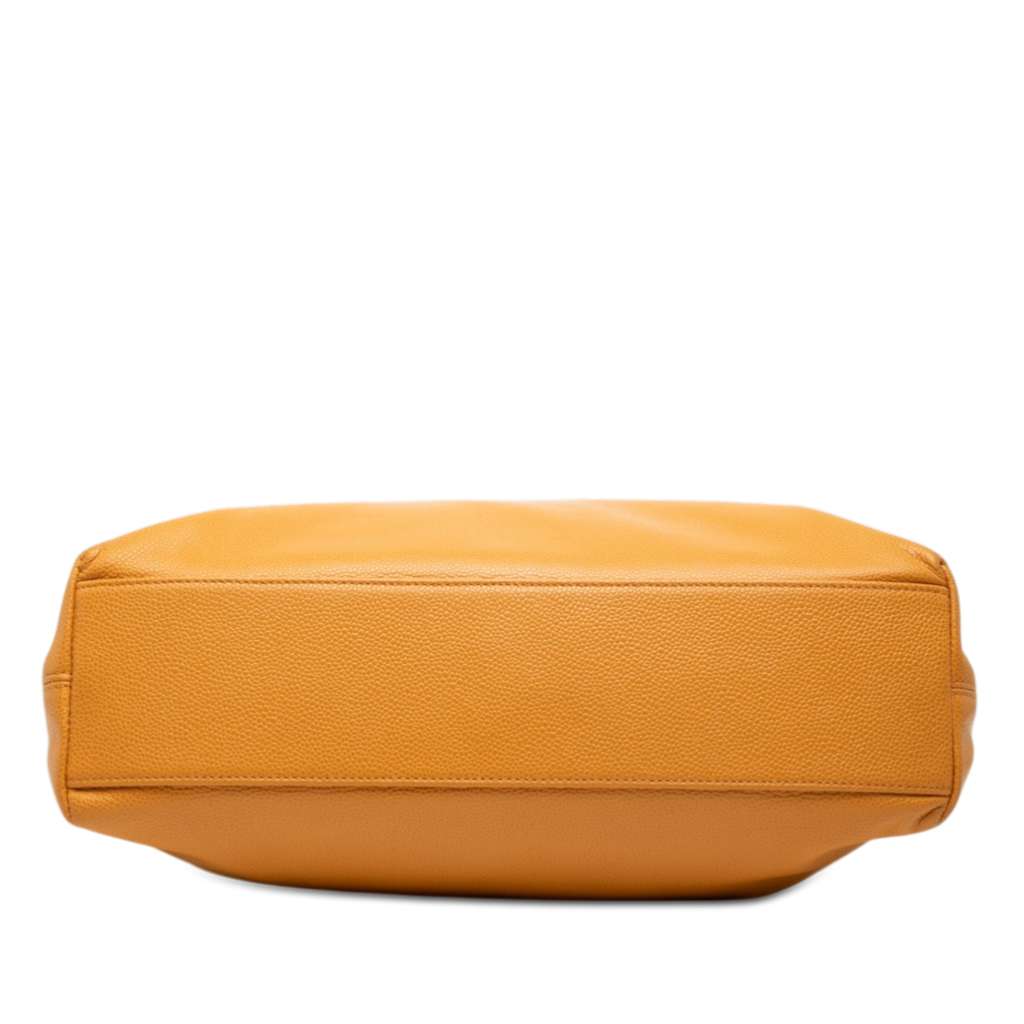 Chanel CC Caviar Tortoise Chain Tote Yellow Leather Good condition - Inside View