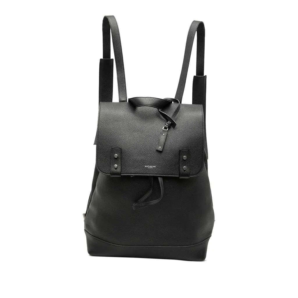 Saint Laurent Grained Calfskin Sac De Jour Backpack Black Leather Very good - Front View