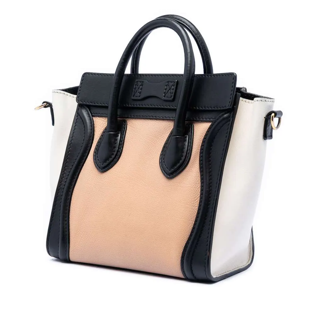 Celine Nano Tricolor Leather Luggage Tote Brown Leather Very good - Back View