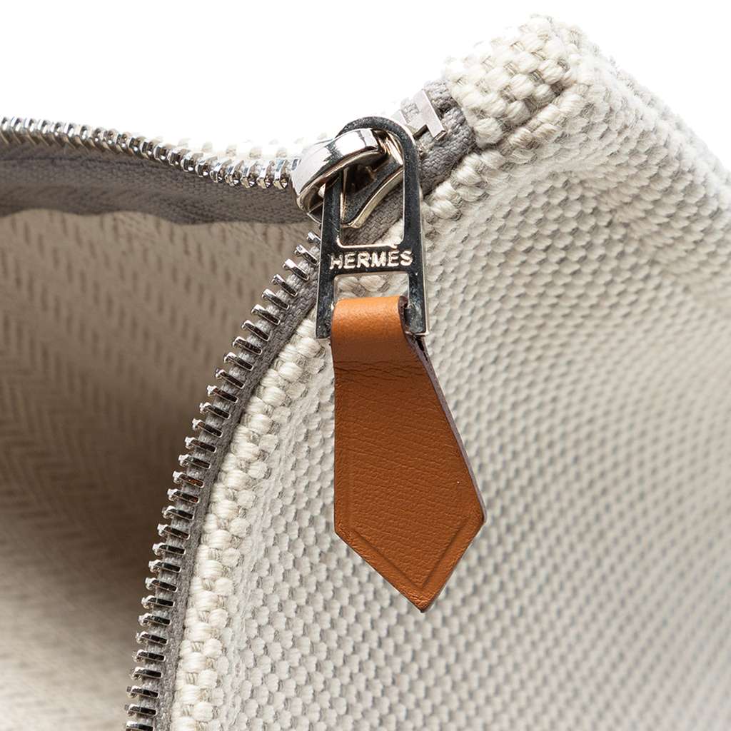 Hermès H Canvas Embroidered Electrique Flat Case Beige Good condition - Box View