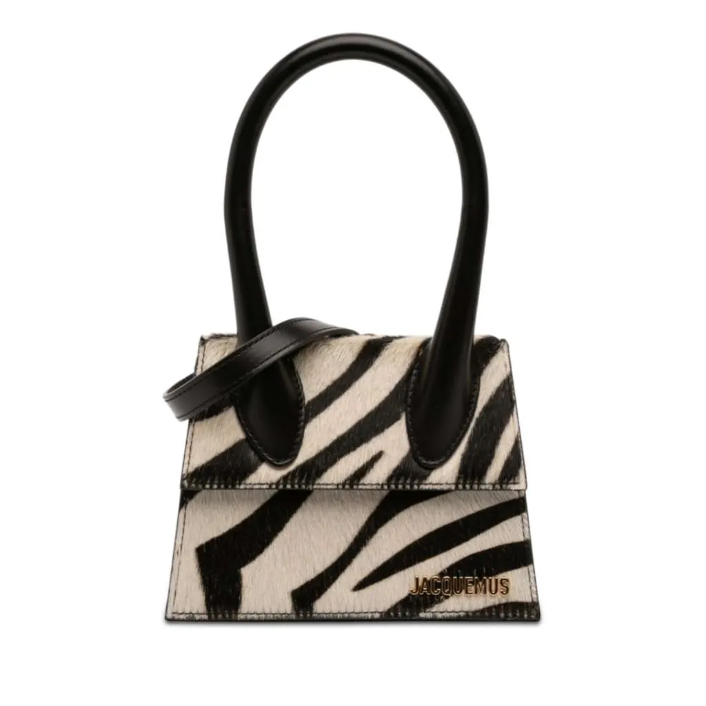 Jacquemus Pony Hair Zebra Print Le Chiquito Moyen White Very good - Front View
