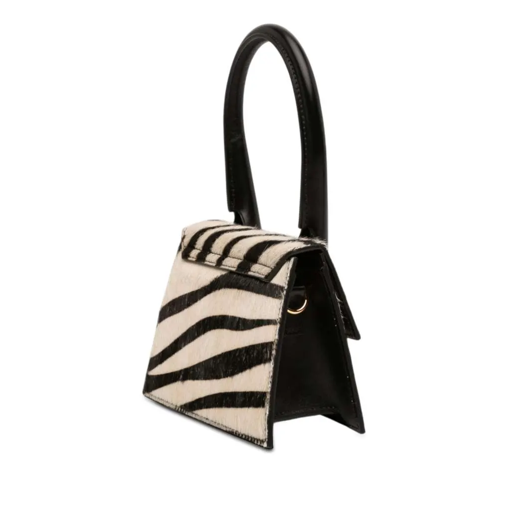Jacquemus Pony Hair Zebra Print Le Chiquito Moyen White Very good - Back View