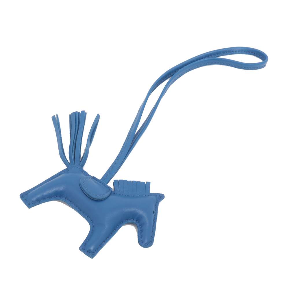 Hermès Milo Lambskin Grigri Rodeo Bag Charm PM Blue Leather Good condition - Back View